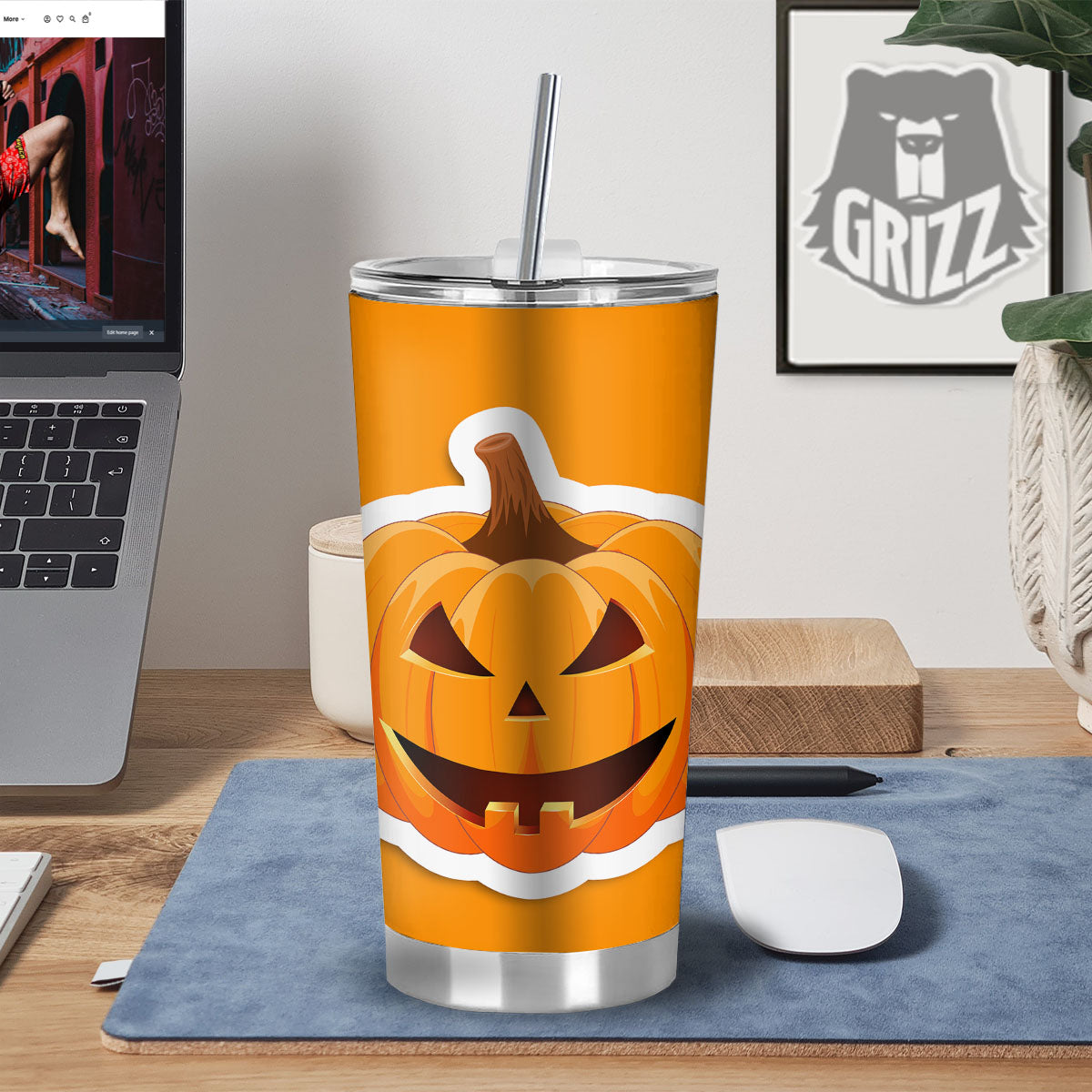 Pumpkin Print Tumbler-grizzshop