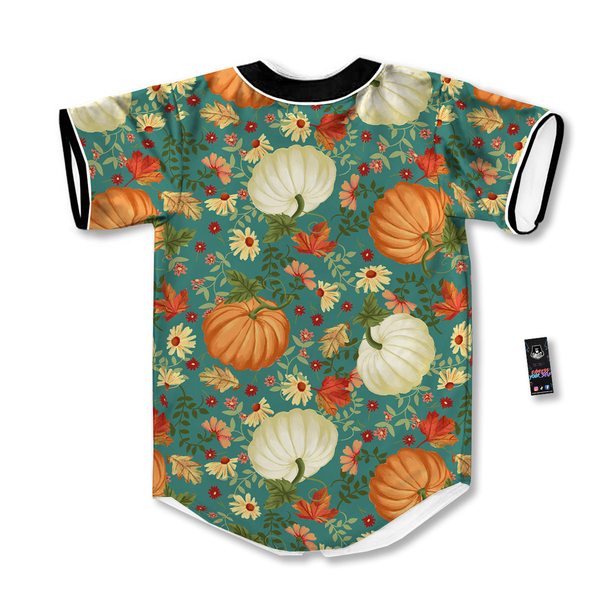 Pumpkin Vintage Print Pattern Baseball Jersey-grizzshop