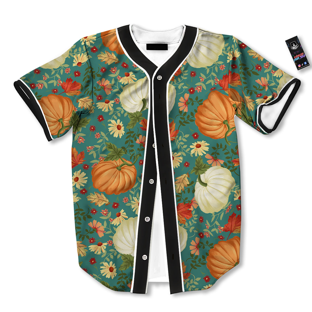 Pumpkin Vintage Print Pattern Baseball Jersey-grizzshop