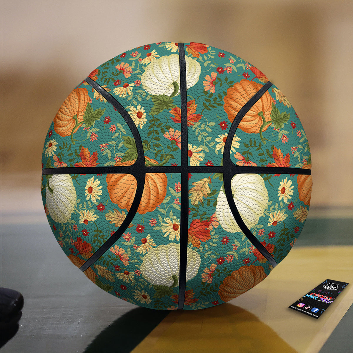 Pumpkin Vintage Print Pattern Basketball