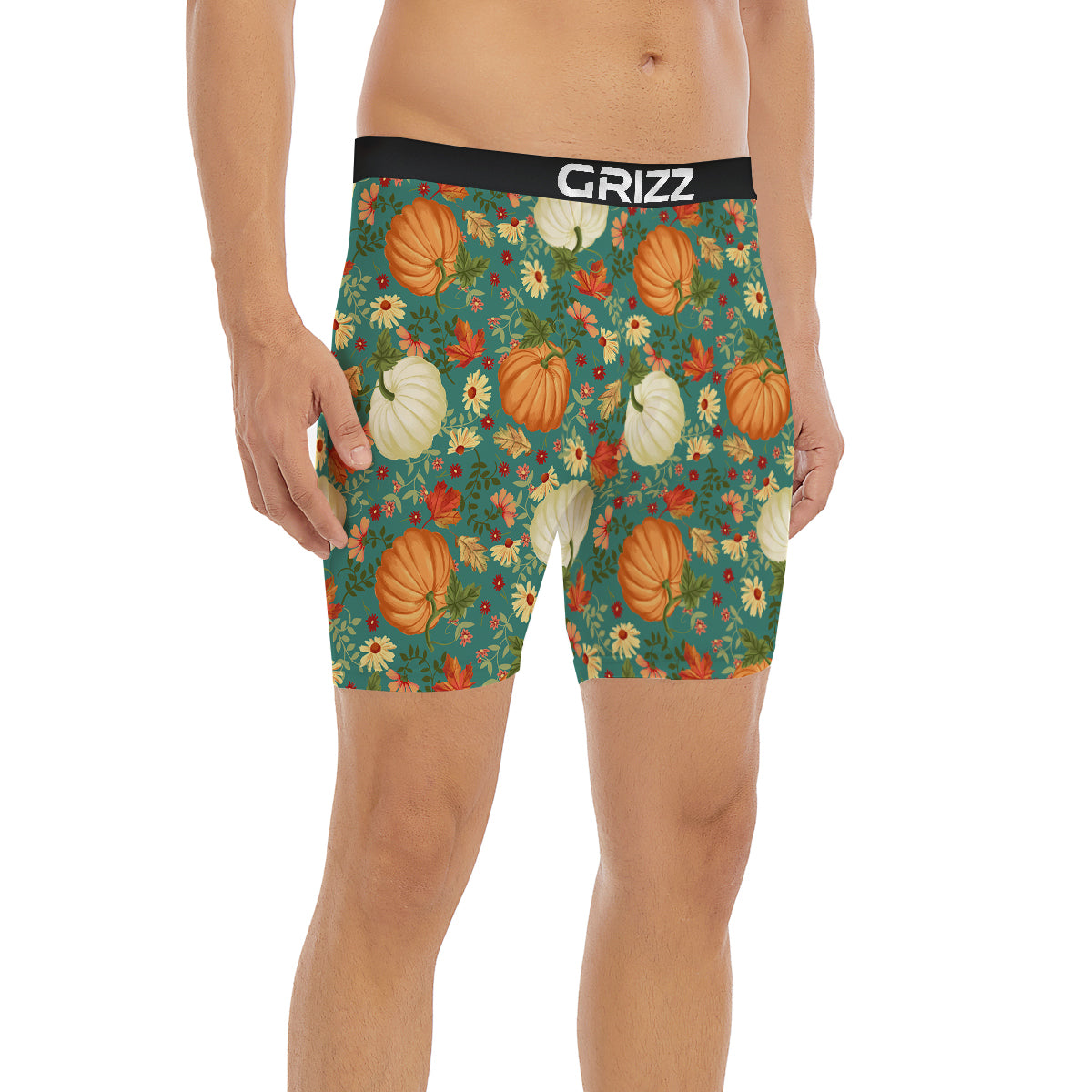 Pumpkin Vintage Print Pattern Boxer Briefs-grizzshop
