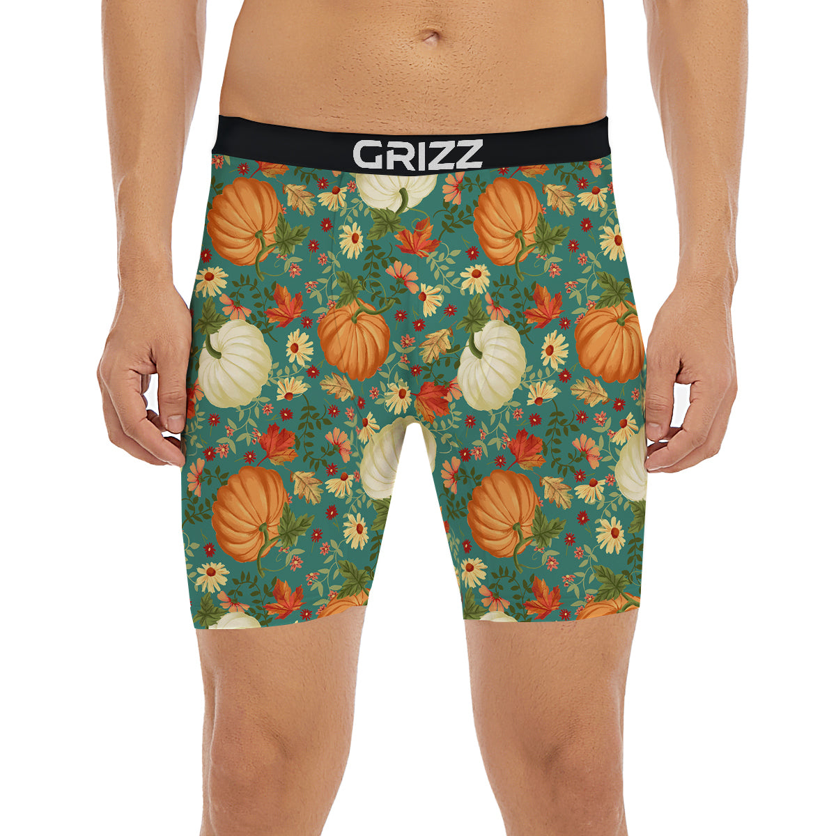 Pumpkin Vintage Print Pattern Boxer Briefs-grizzshop