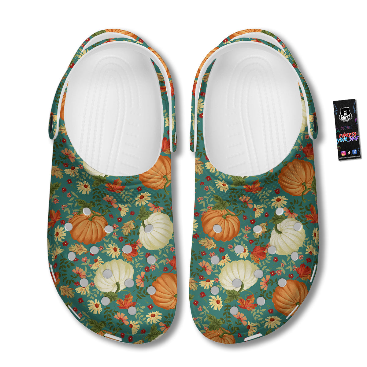 Pumpkin Vintage Print Pattern Clog-grizzshop