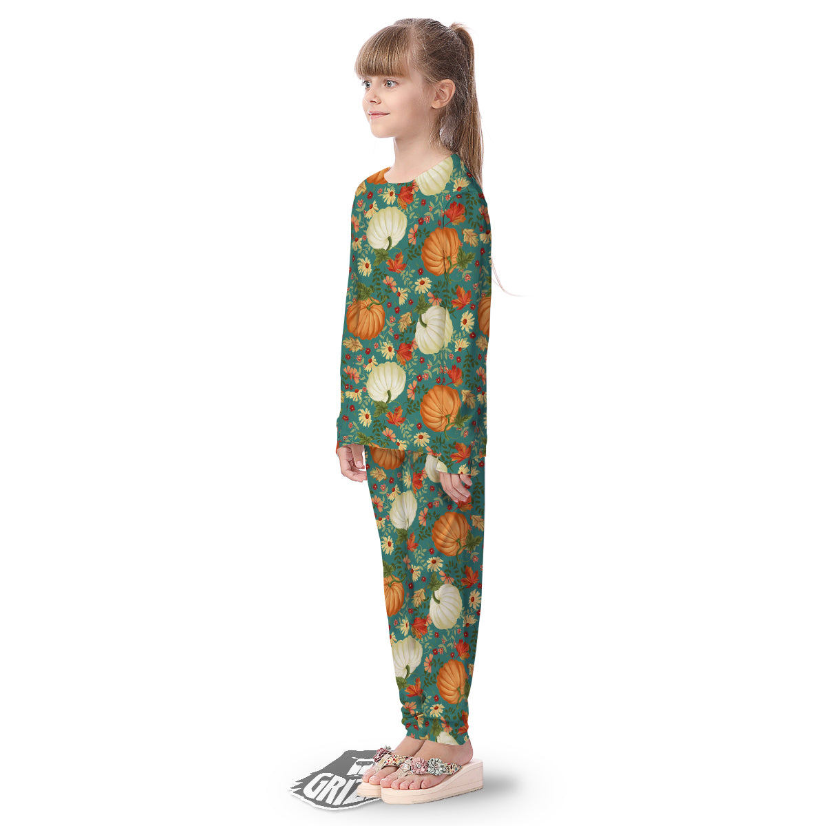 Pumpkin Vintage Print Pattern Kid's Pajamas-grizzshop