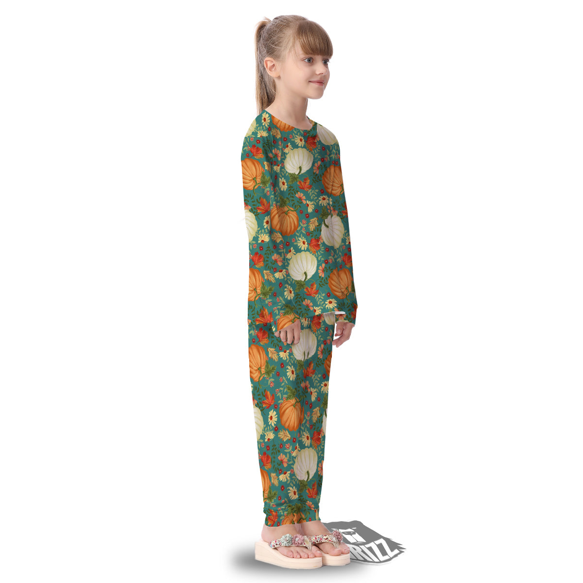 Pumpkin Vintage Print Pattern Kid's Pajamas-grizzshop