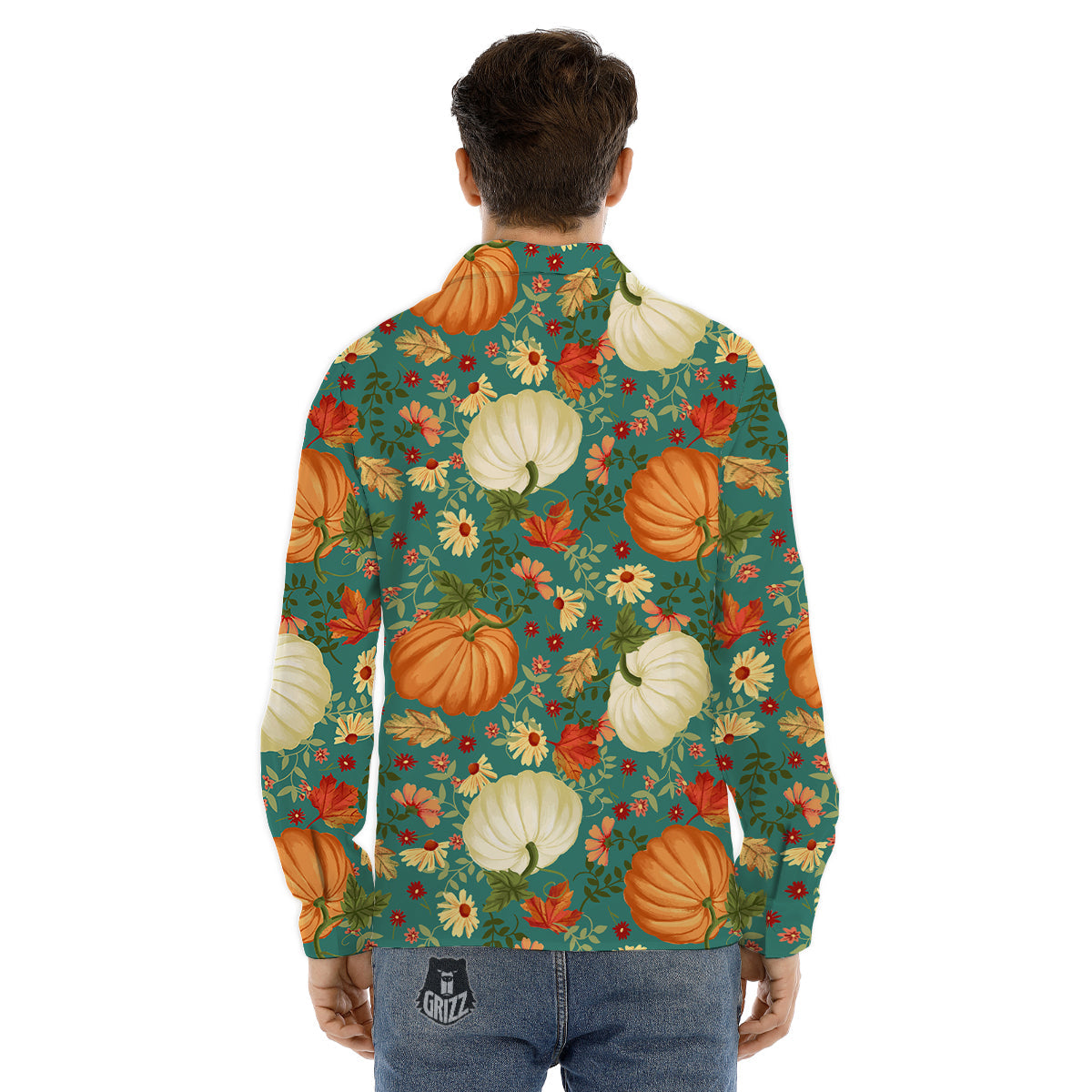 Pumpkin Vintage Print Pattern Men's Dress Shirts-grizzshop