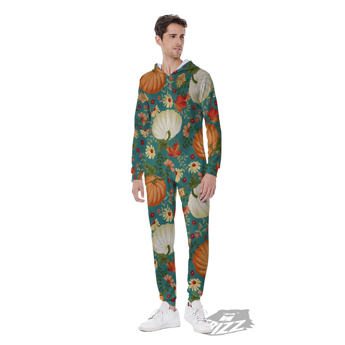 Pumpkin Vintage Print Pattern Men's Jumpsuit-grizzshop