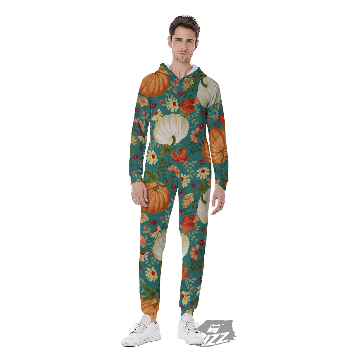 Pumpkin Vintage Print Pattern Men's Jumpsuit-grizzshop