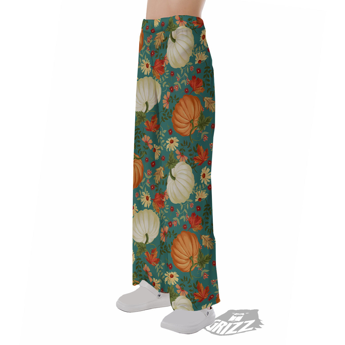 Pumpkin Vintage Print Pattern Pajama Pants-grizzshop