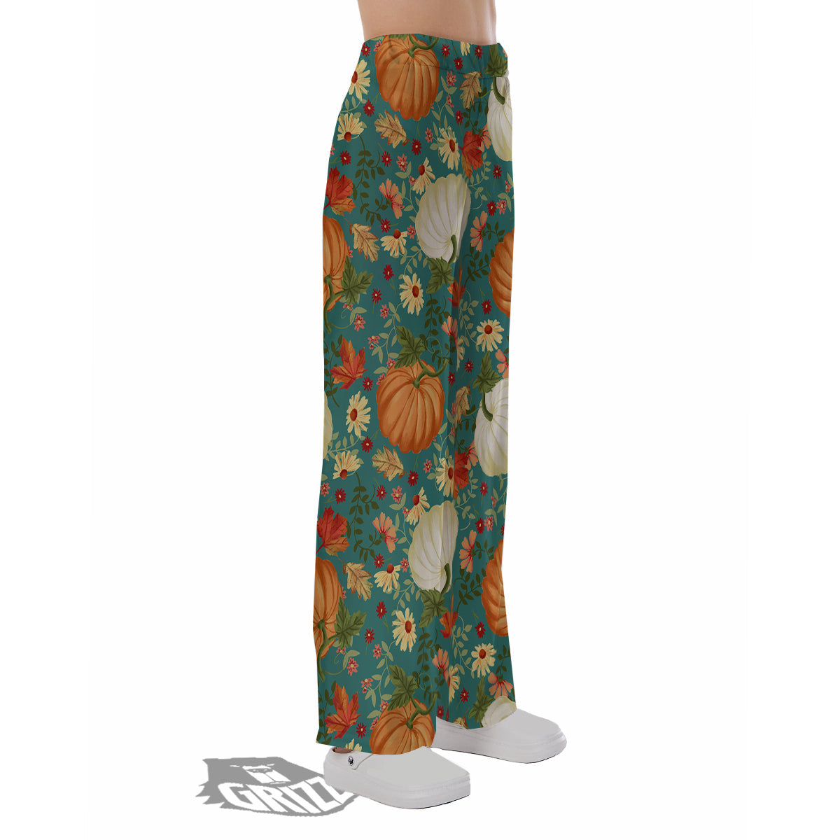 Pumpkin Vintage Print Pattern Pajama Pants-grizzshop