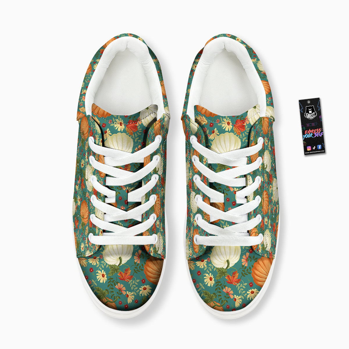 Pumpkin Vintage Print Pattern Platform Shoes-grizzshop