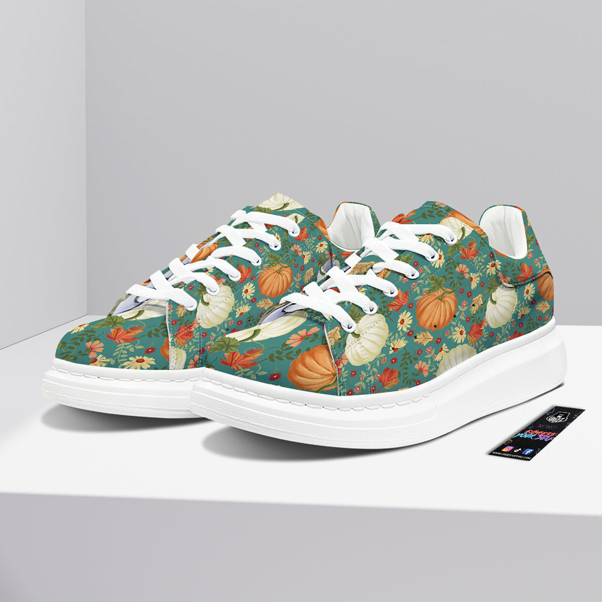 Pumpkin Vintage Print Pattern Platform Shoes-grizzshop