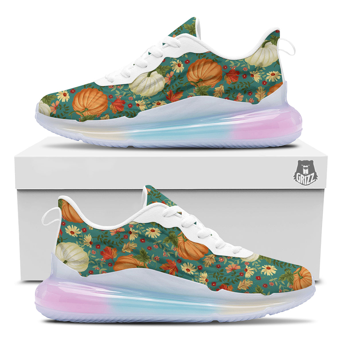 Pumpkin Vintage Print Pattern Running Sneakers-grizzshop
