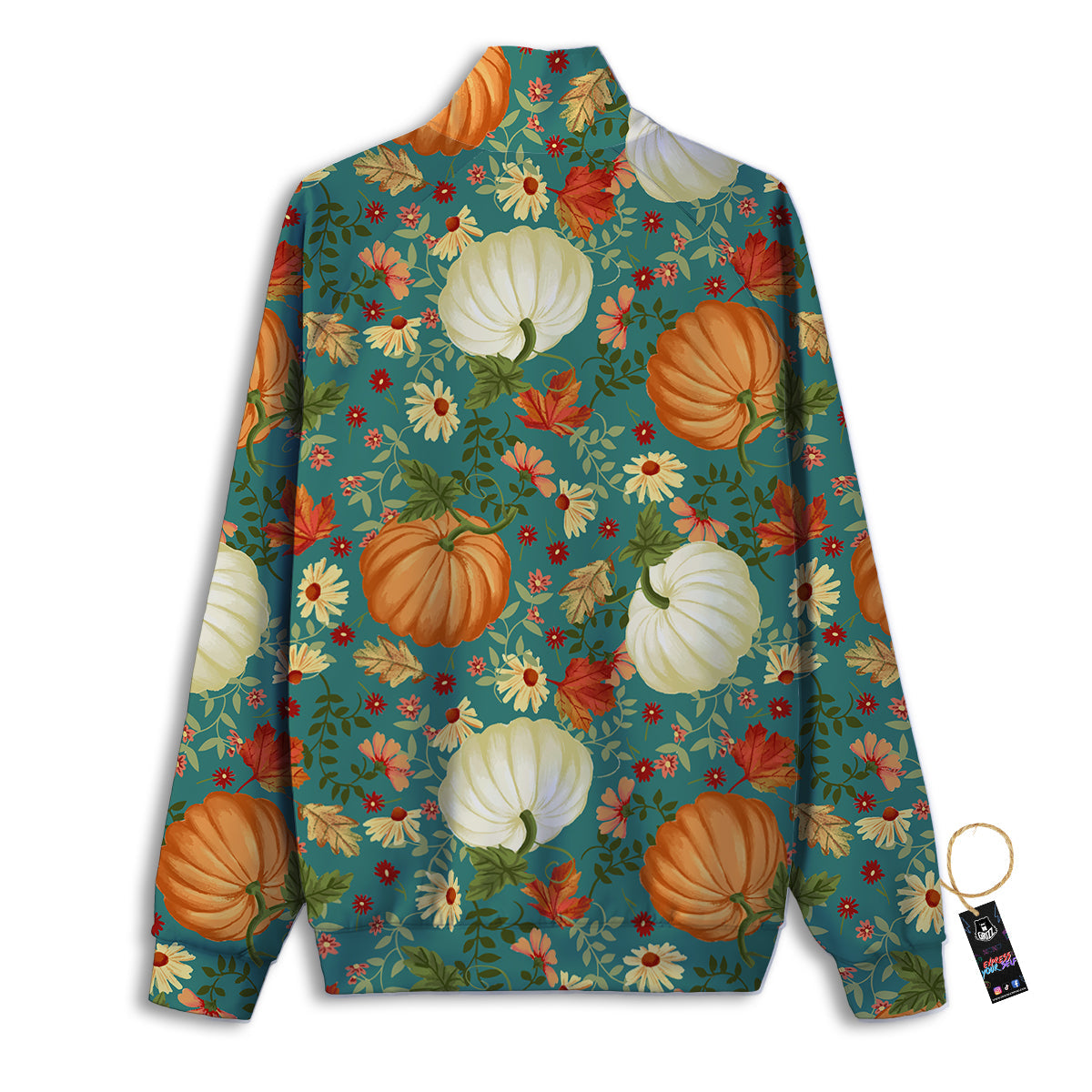 Pumpkin Vintage Print Pattern Track Jacket-grizzshop