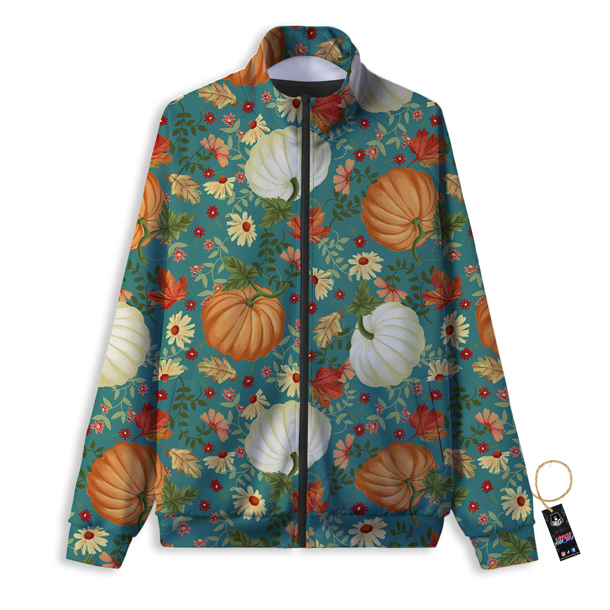 Pumpkin Vintage Print Pattern Track Jacket-grizzshop