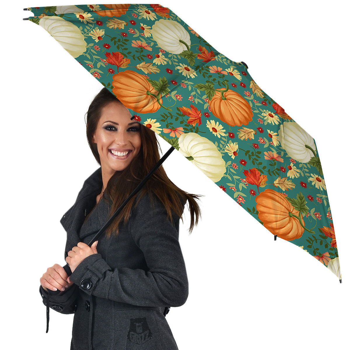 Pumpkin Vintage Print Pattern Umbrella-grizzshop