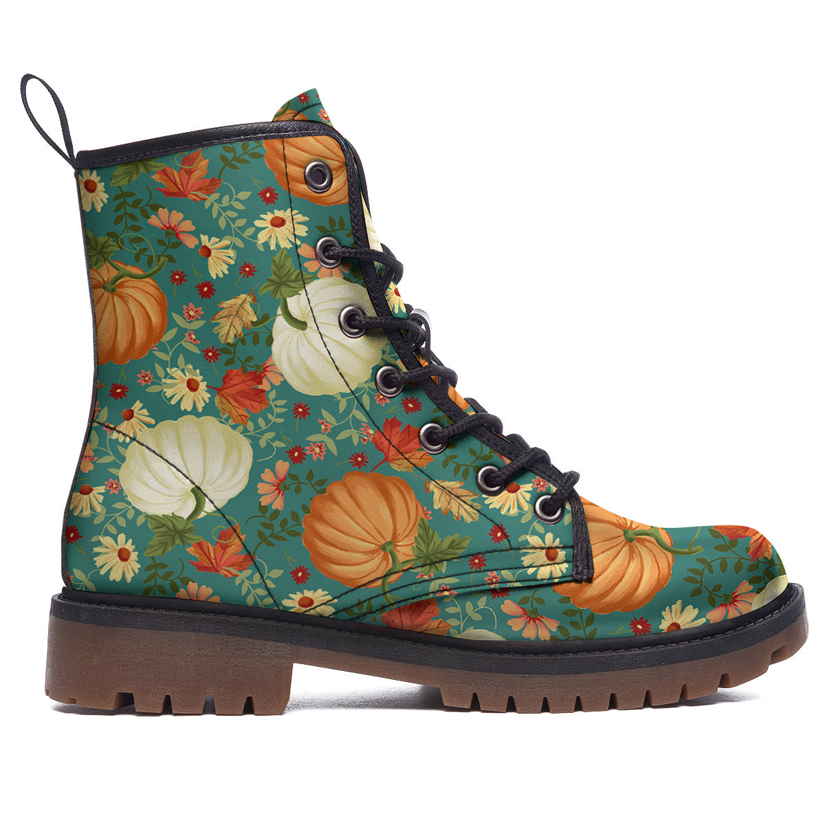Pumpkin Vintage Print Pattern Work Boots-grizzshop