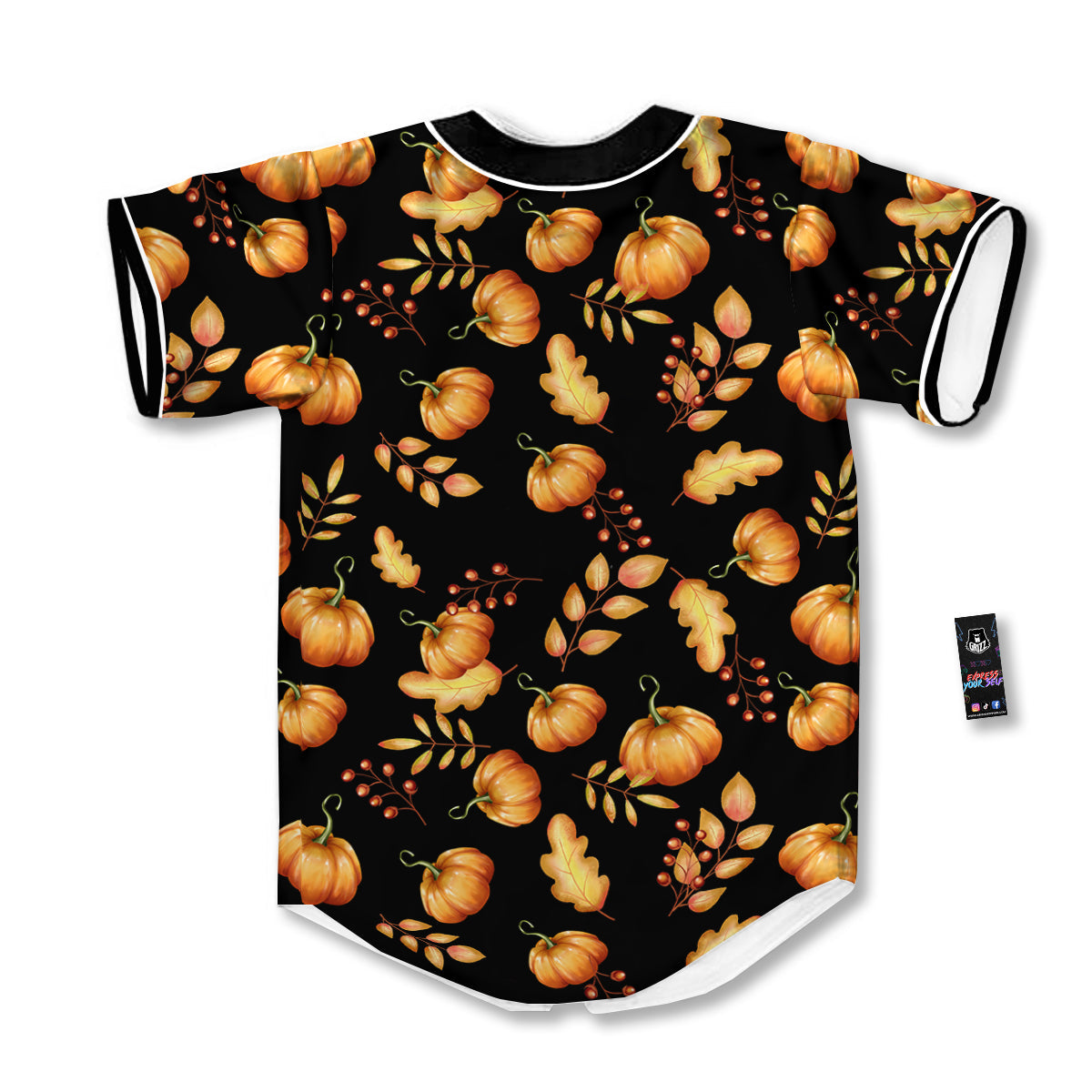 Pumpkin Watercolor Print Pattern Baseball Jersey-grizzshop