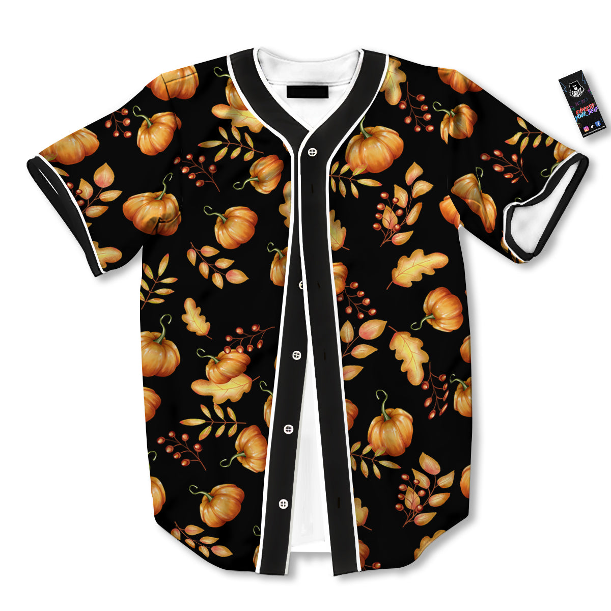 Pumpkin Watercolor Print Pattern Baseball Jersey-grizzshop