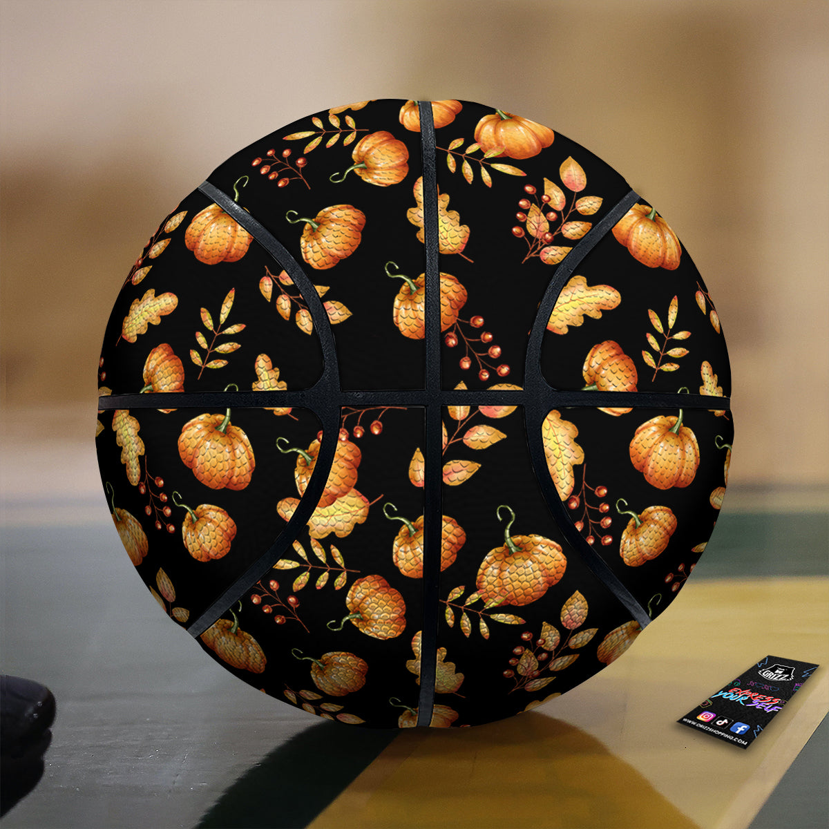 Pumpkin Watercolor Print Pattern Basketball