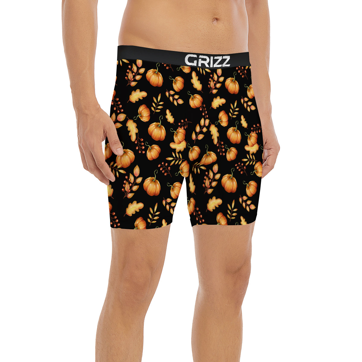 Pumpkin Watercolor Print Pattern Boxer Briefs-grizzshop