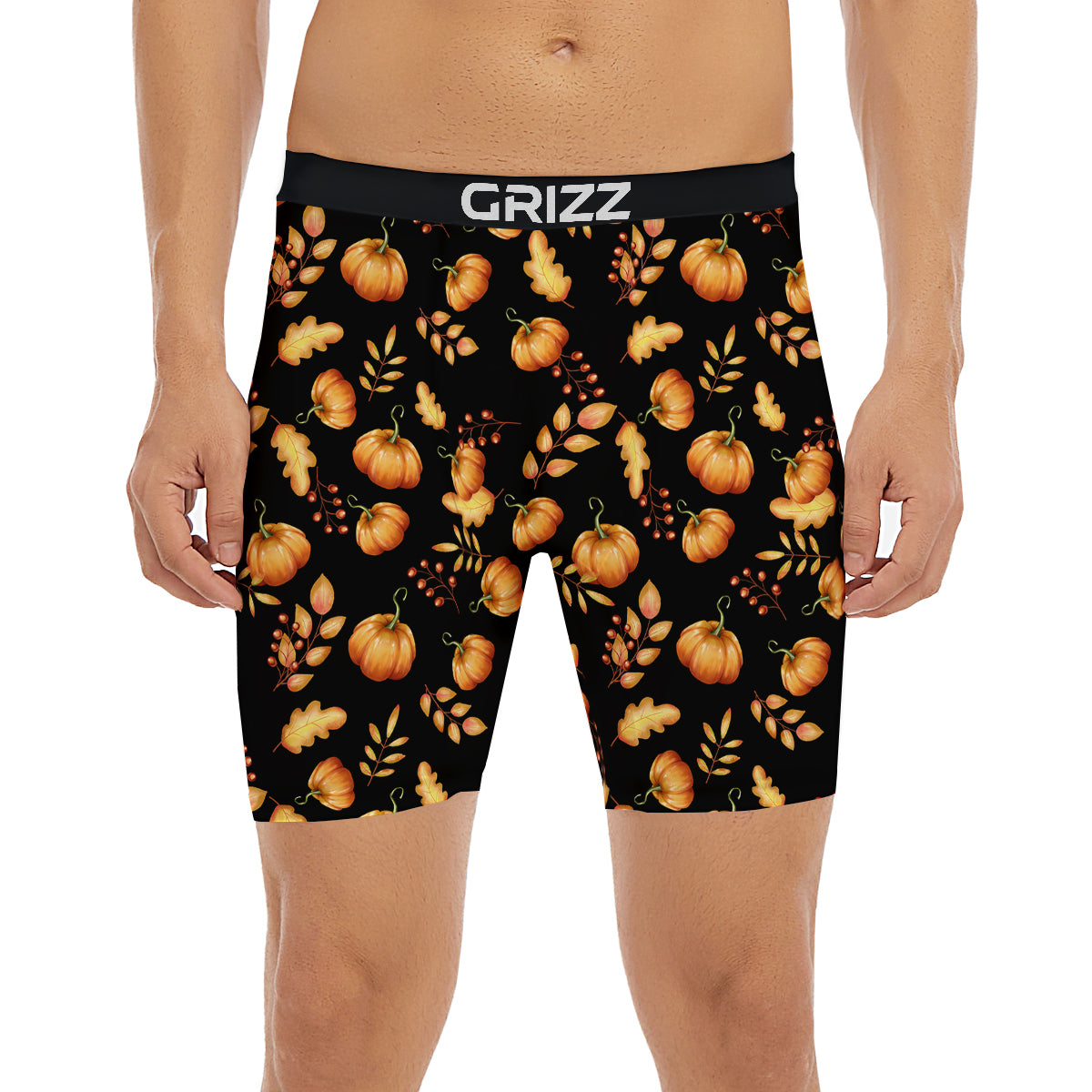 Pumpkin Watercolor Print Pattern Boxer Briefs-grizzshop