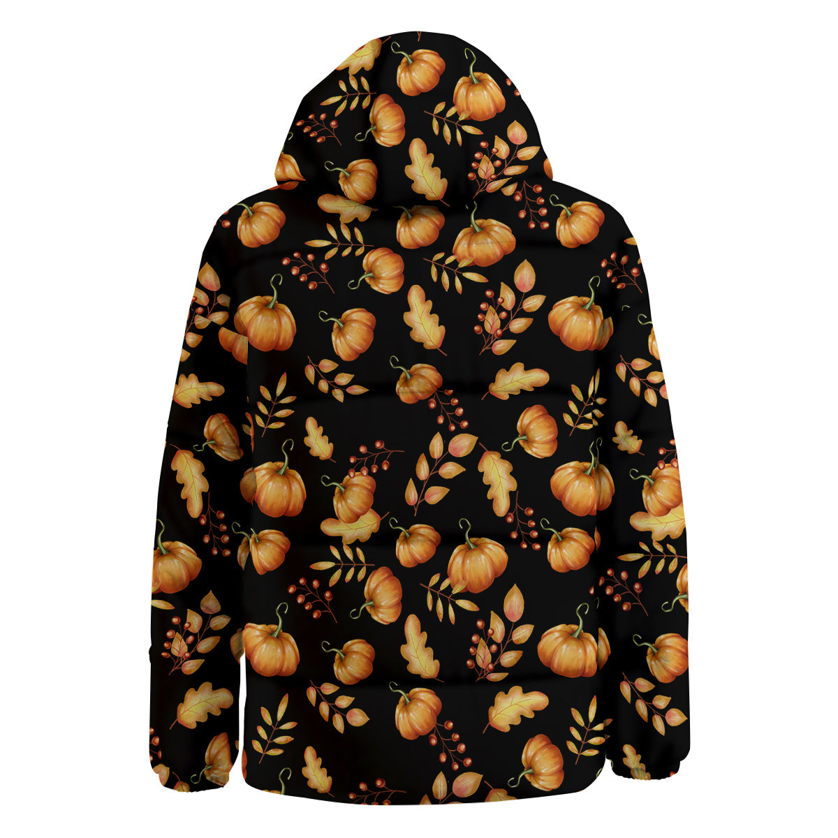 Pumpkin Watercolor Print Pattern Down Jacket-grizzshop