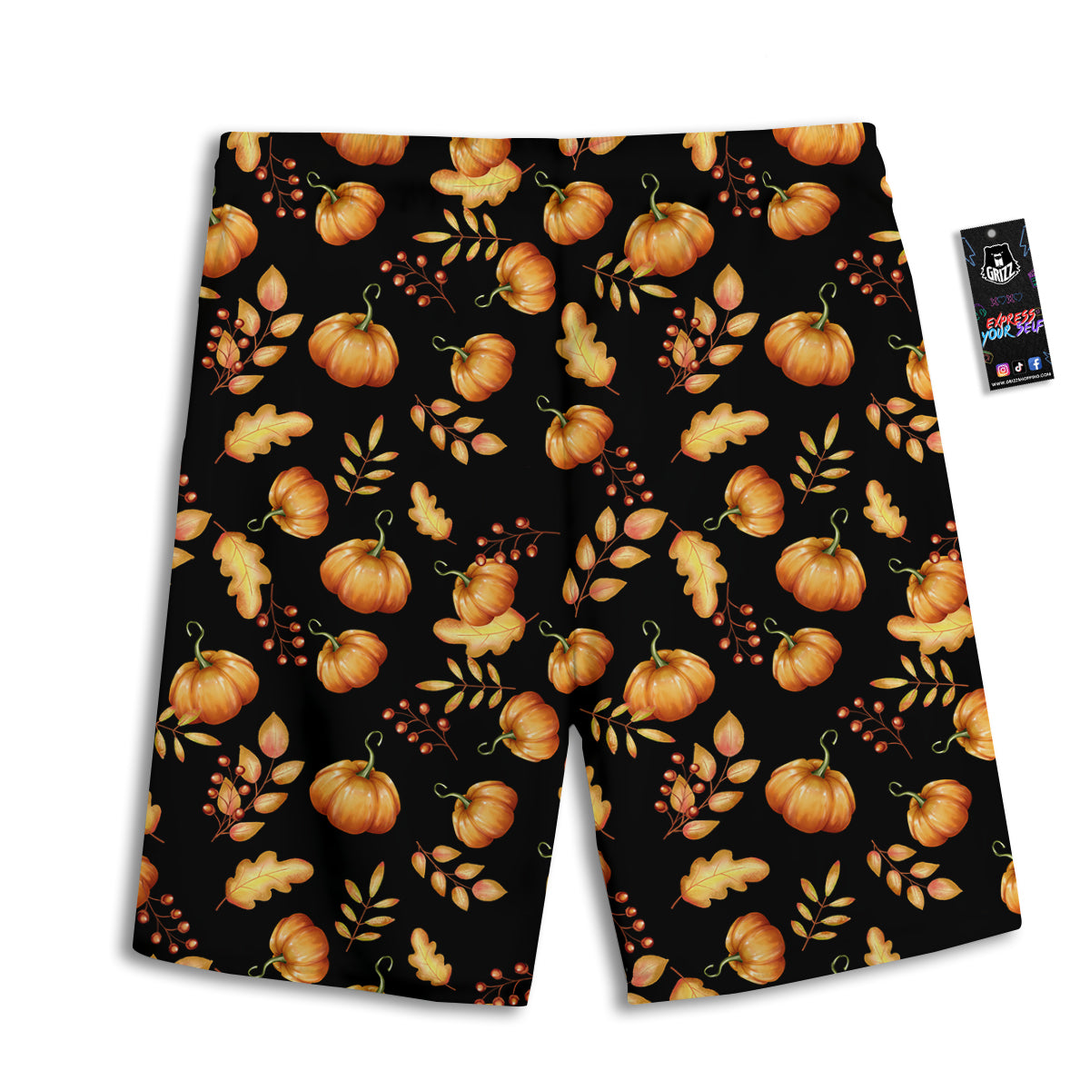 Pumpkin Watercolor Print Pattern Men's Athletic Shorts