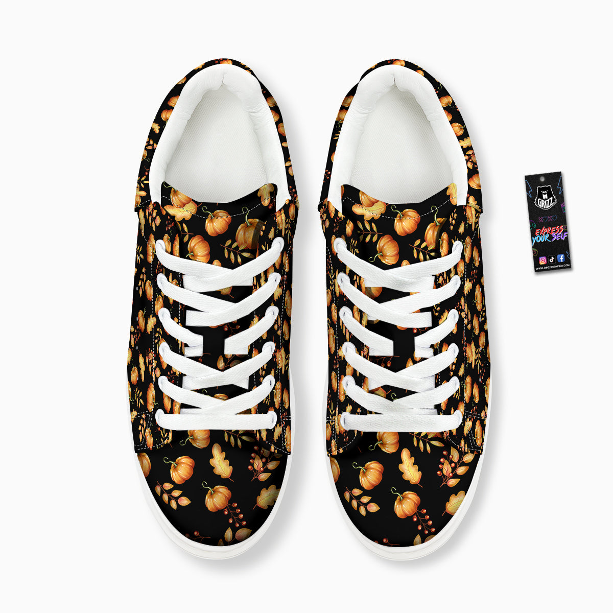 Pumpkin Watercolor Print Pattern Platform Shoes-grizzshop