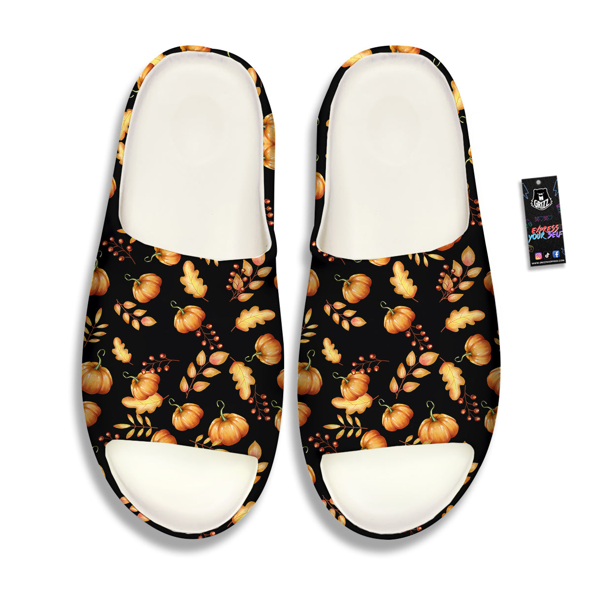 Pumpkin Watercolor Print Pattern Sandals-grizzshop