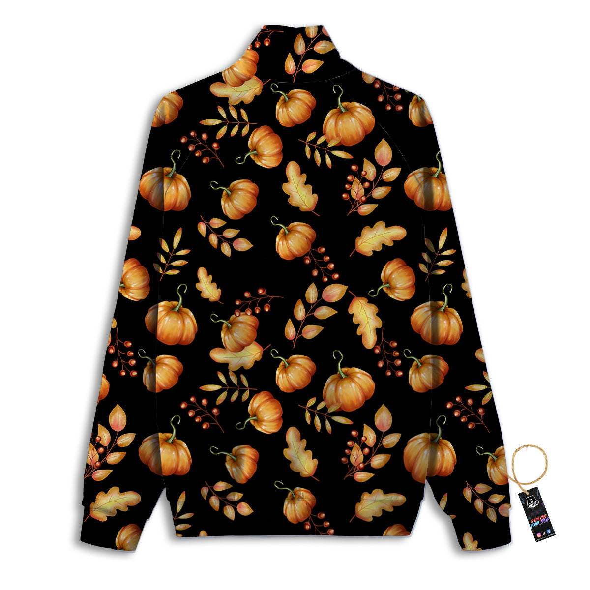 Pumpkin Watercolor Print Pattern Track Jacket-grizzshop