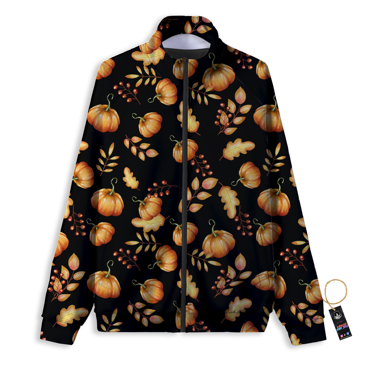 Pumpkin Watercolor Print Pattern Track Jacket-grizzshop