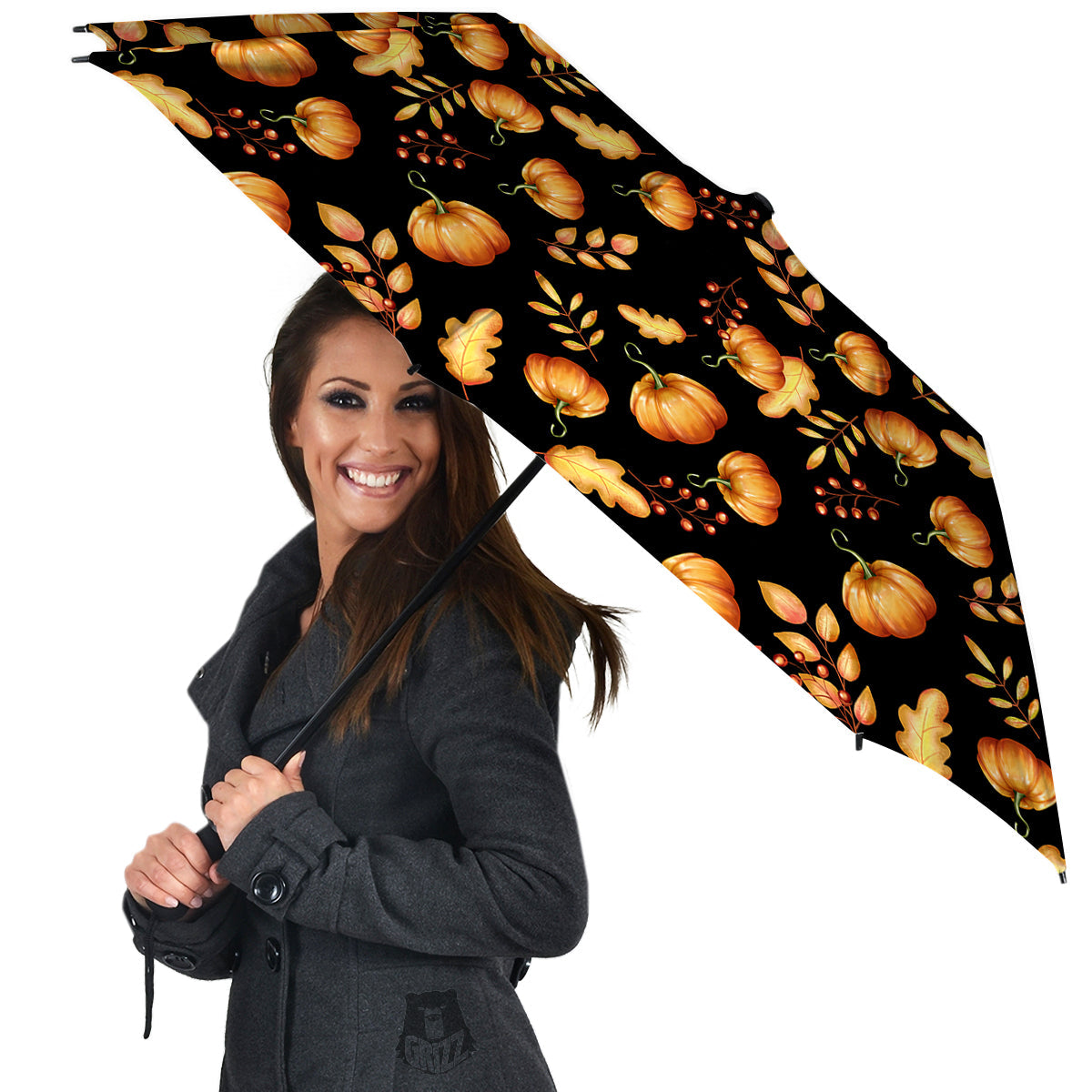 Pumpkin Watercolor Print Pattern Umbrella-grizzshop