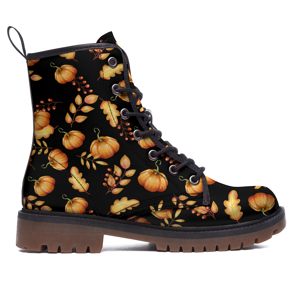 Pumpkin Watercolor Print Pattern Work Boots-grizzshop