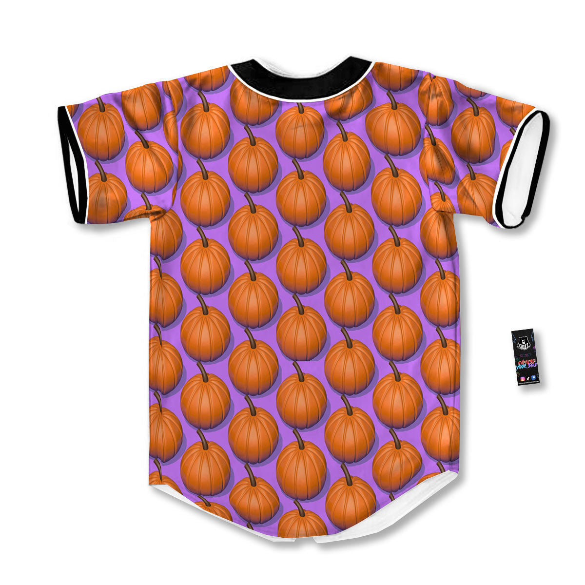 Pumpkin Wave Print Pattern Baseball Jersey-grizzshop