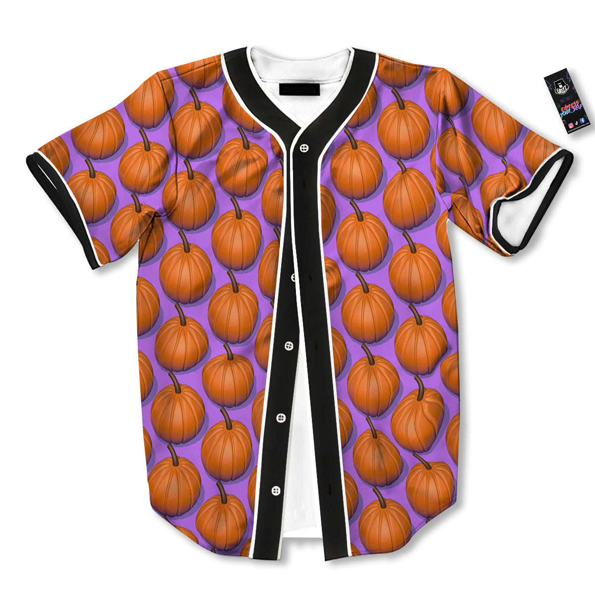 Pumpkin Wave Print Pattern Baseball Jersey-grizzshop