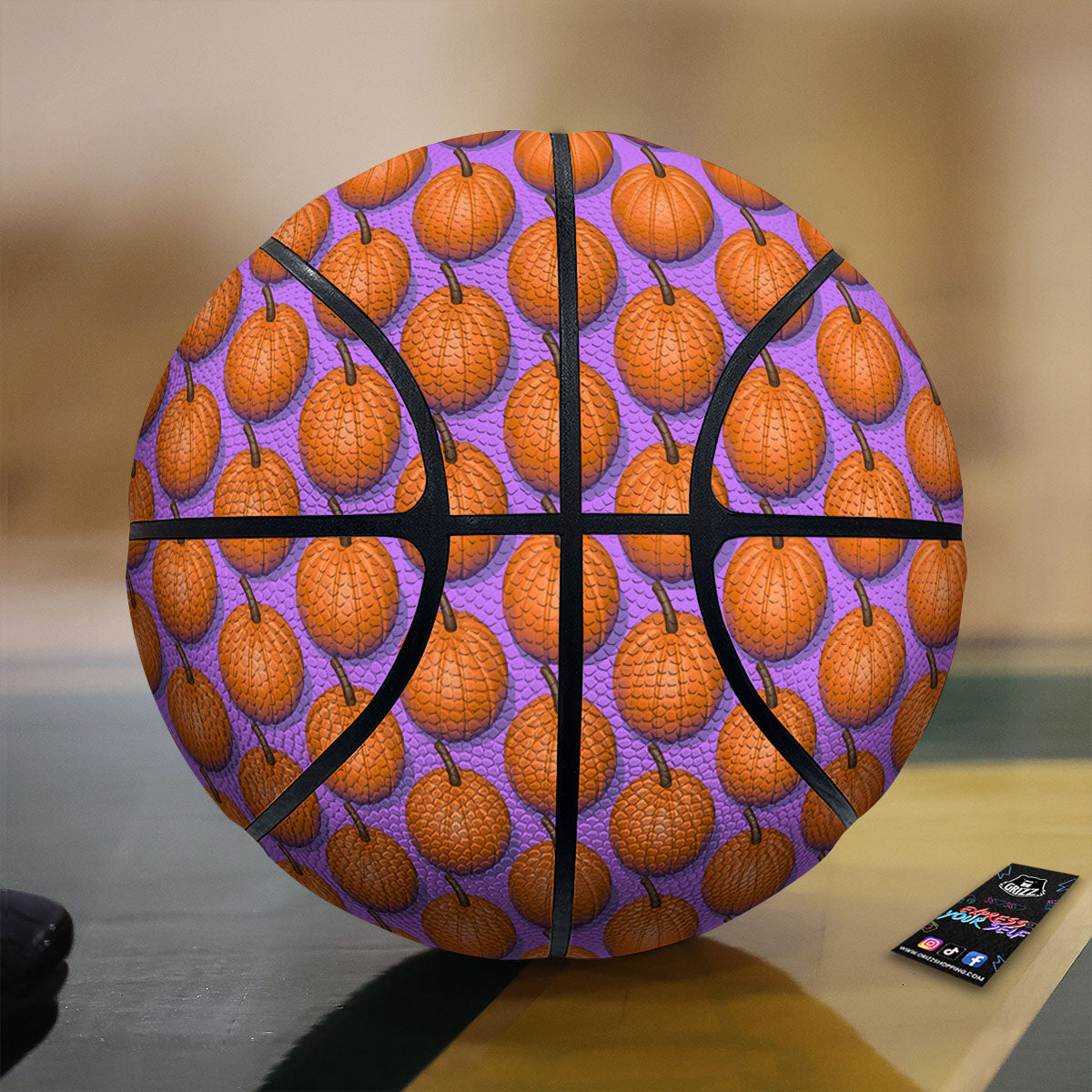 Pumpkin Wave Print Pattern Basketball
