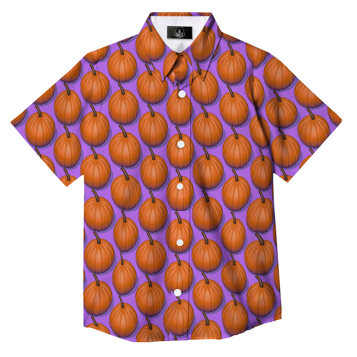 Pumpkin Wave Print Pattern Button Up Shirt-grizzshop