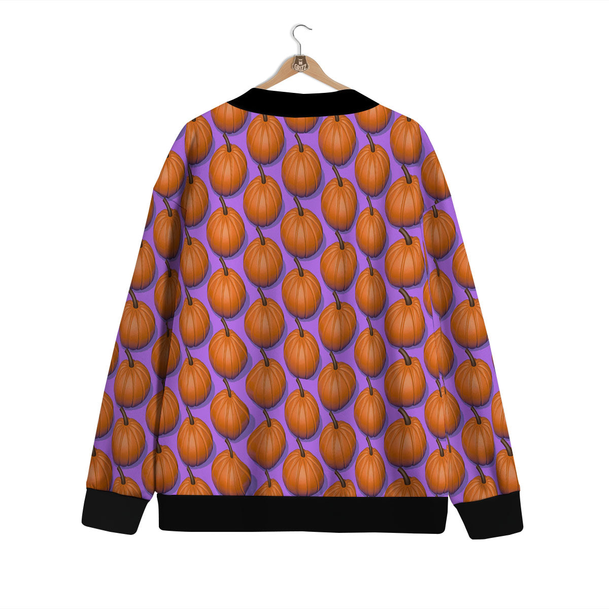 Pumpkin Wave Print Pattern Cardigan-grizzshop