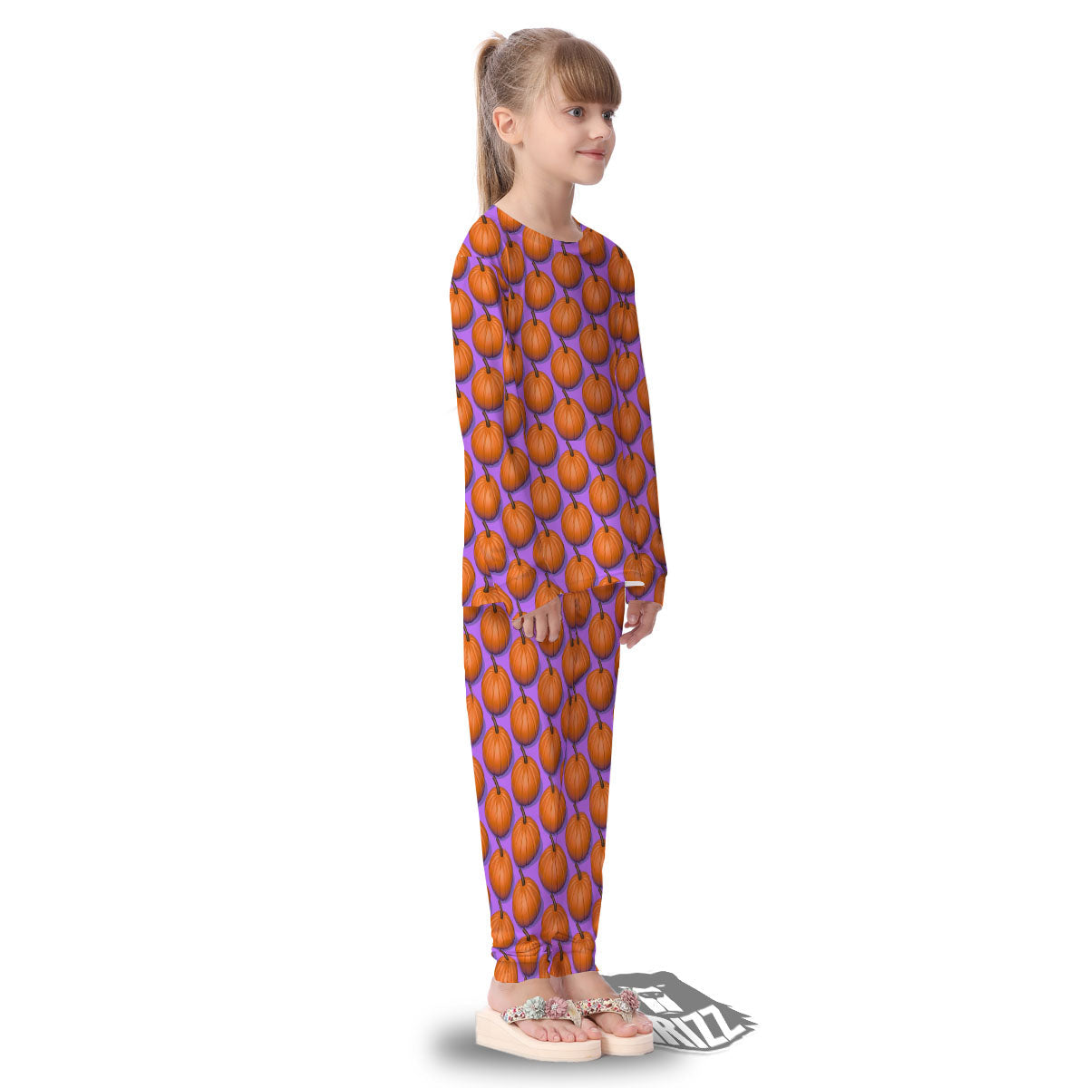 Pumpkin Wave Print Pattern Kid's Pajamas-grizzshop