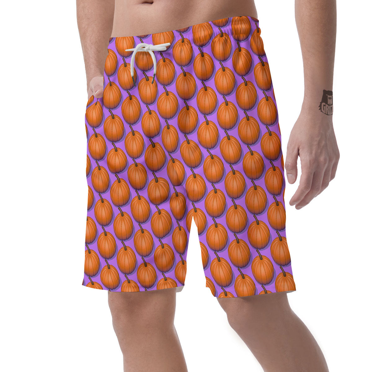 Pumpkin Wave Print Pattern Men's Shorts-grizzshop