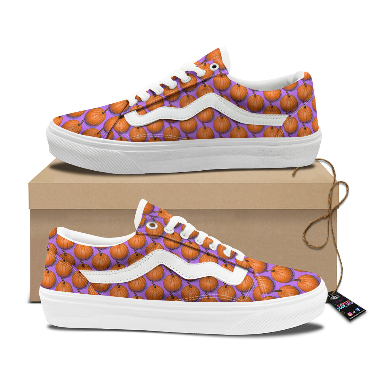 Pumpkin Wave Print Pattern Skate Shoes-grizzshop