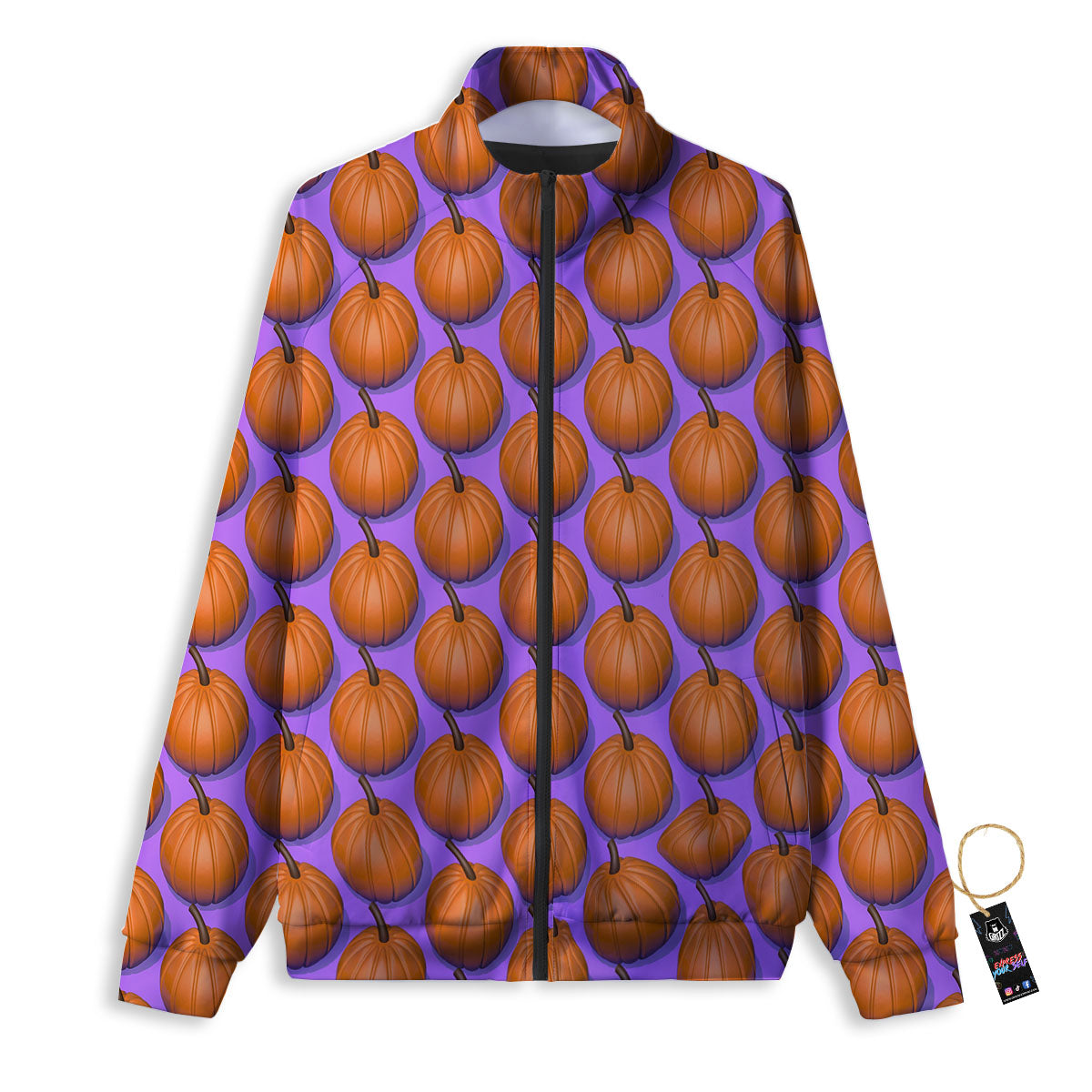 Pumpkin Wave Print Pattern Track Jacket-grizzshop