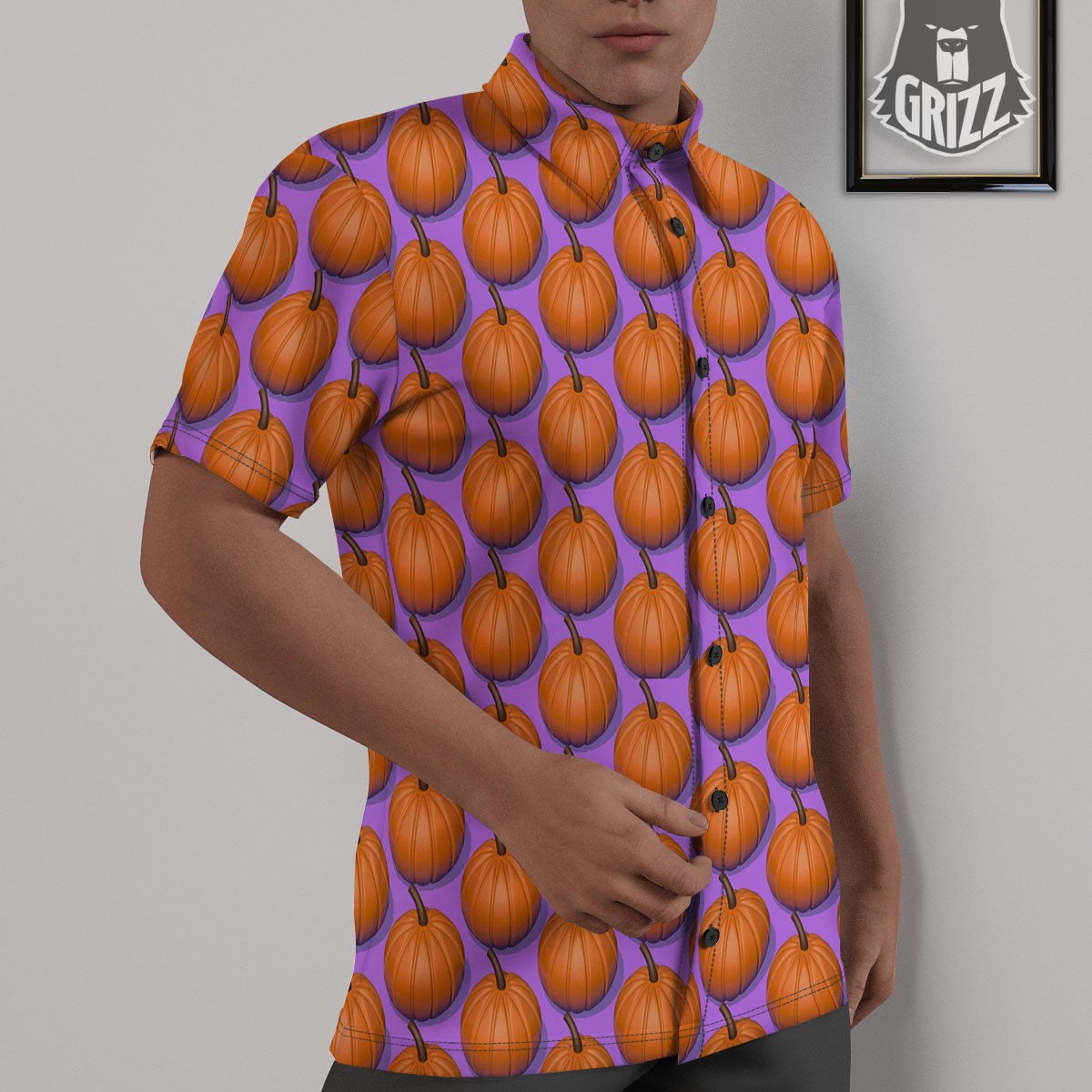 Pumpkin Wave Print Pattern Untucked Shirts-grizzshop