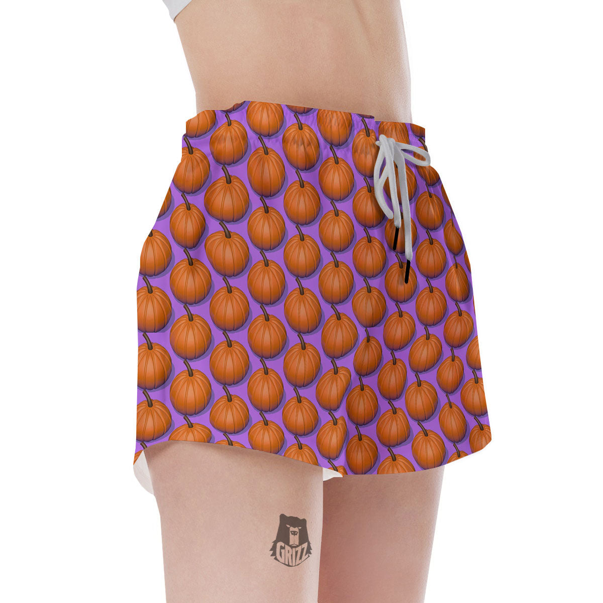 Pumpkin Wave Print Pattern Women's Shorts-grizzshop