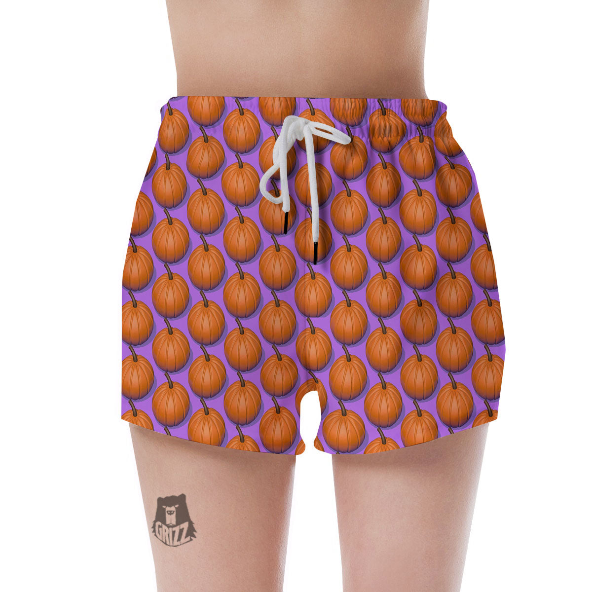 Pumpkin Wave Print Pattern Women's Shorts-grizzshop