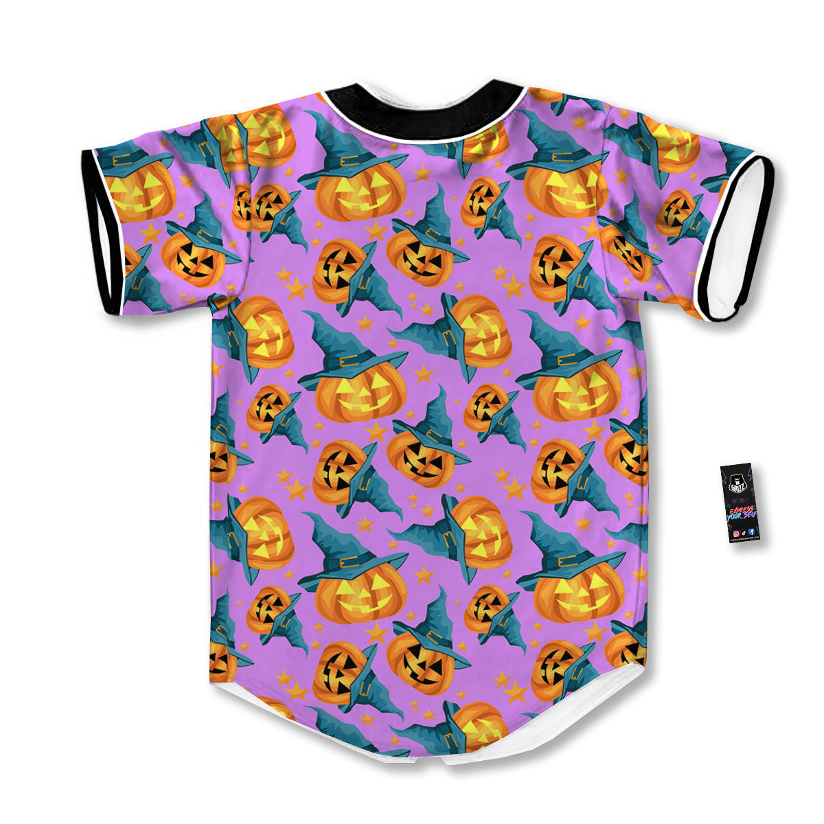 Pumpkin Witch Halloween Cute Print Baseball Jersey-grizzshop