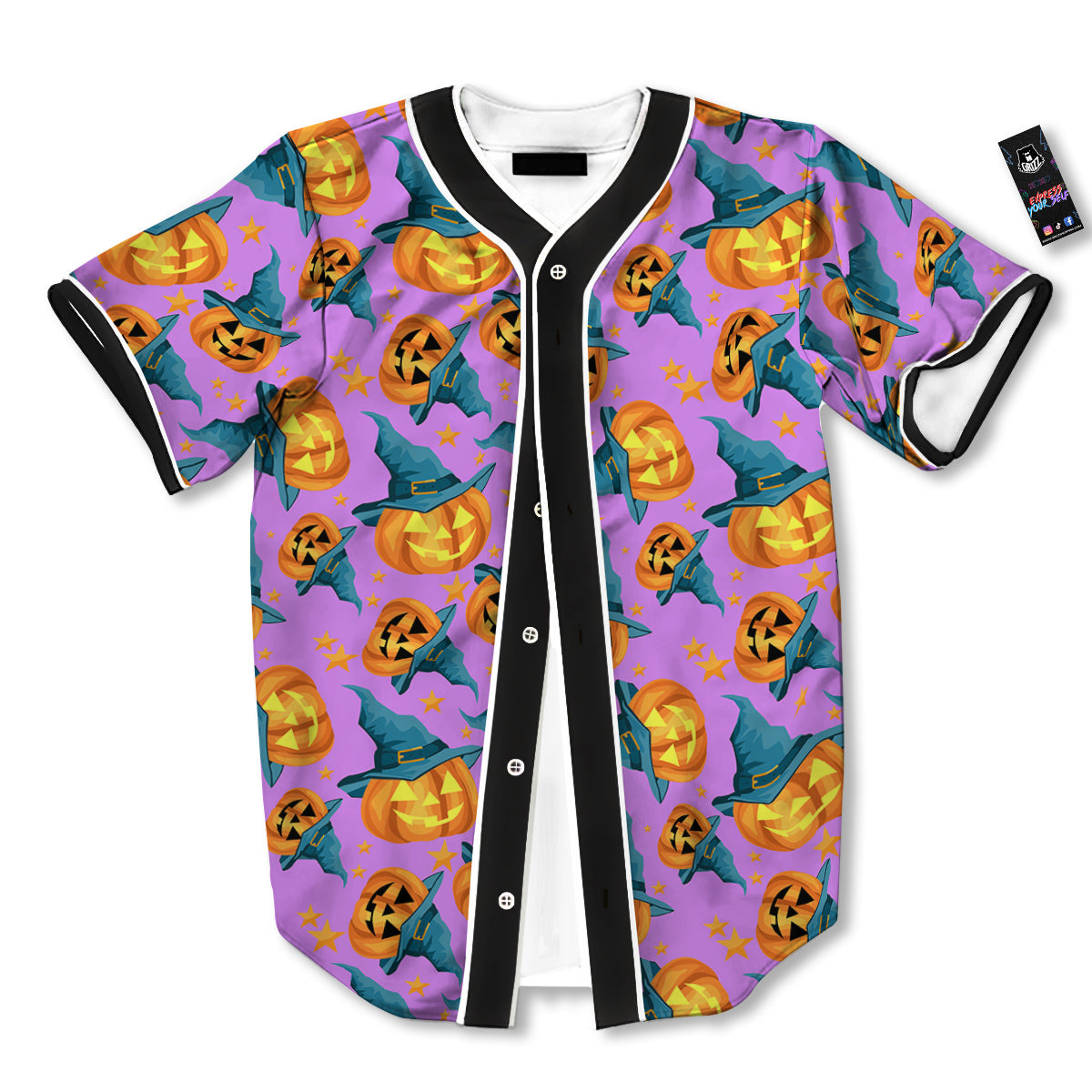Pumpkin Witch Halloween Cute Print Baseball Jersey-grizzshop