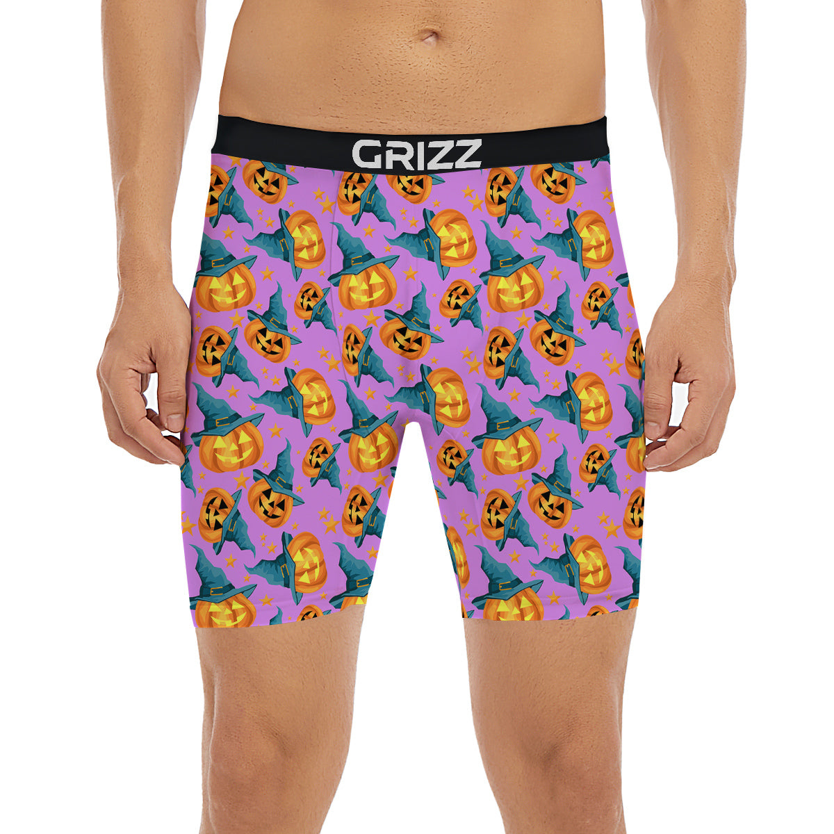 Pumpkin Witch Halloween Cute Print Boxer Briefs-grizzshop