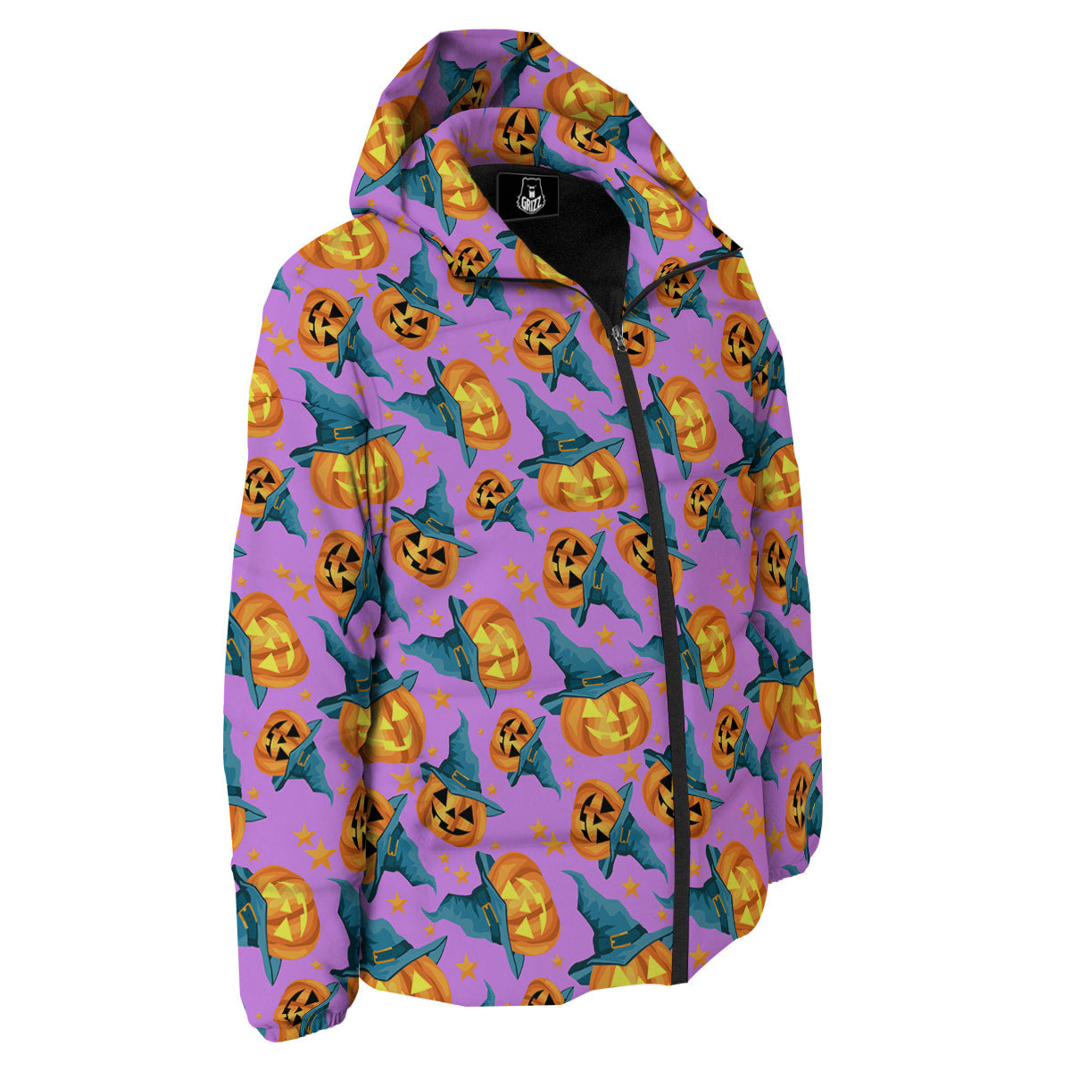 Pumpkin Witch Halloween Cute Print Down Jacket-grizzshop